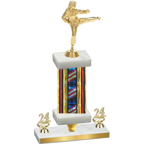 Premium Single Flag USA Year Karate Trophy