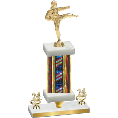 Premium Single Flag USA Year Karate Trophy