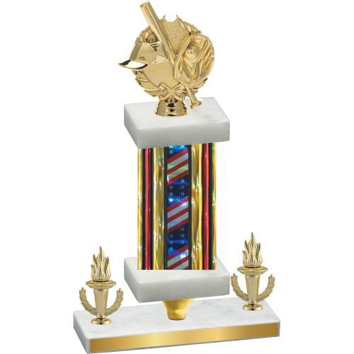 Premium Single Flag USA Victory Baseball Trophy