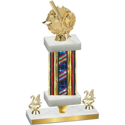 Premium Single Flag USA Year Baseball Trophy