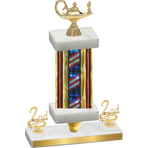 Premium Single Flag USA Second Place Academics Trophy