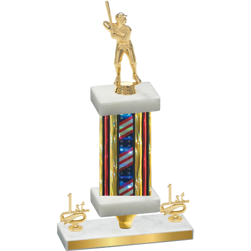 Premium Single Flag USA First Place Baseball Trophy