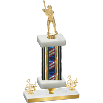 Premium Single Flag USA Third Place Baseball Trophy