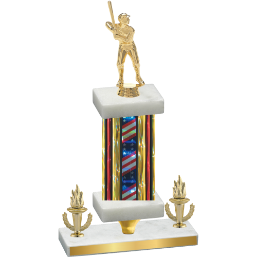 Premium Single Flag USA Victory Baseball Trophy
