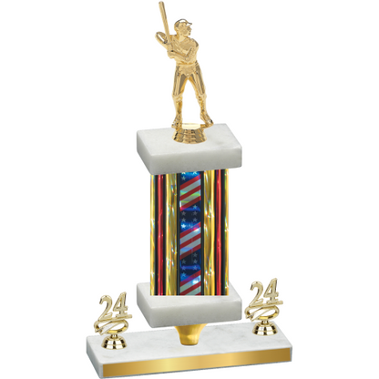 Premium Single Flag USA Year Baseball Trophy