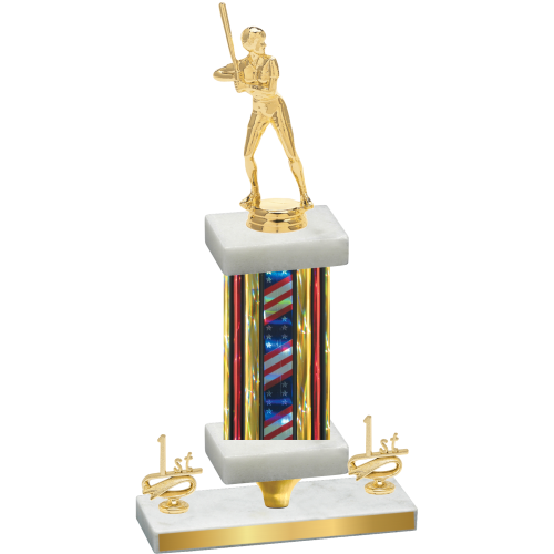 Premium Single Flag USA First Place Softball Trophy