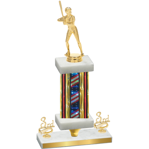 Premium Single Flag USA Third Place Softball Trophy