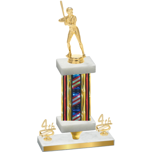 Premium Single Flag USA Fourth Place Softball Trophy