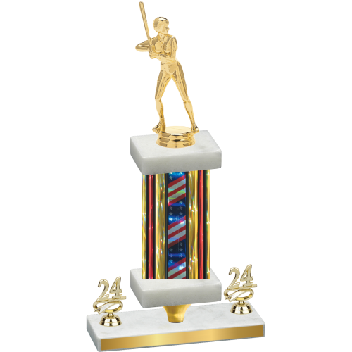 Premium Single Flag USA Year Softball Trophy