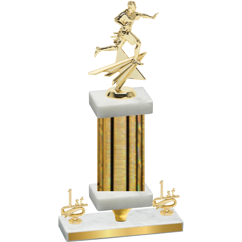 Premium Single Gold Glacier First Place Flag Football Trophy