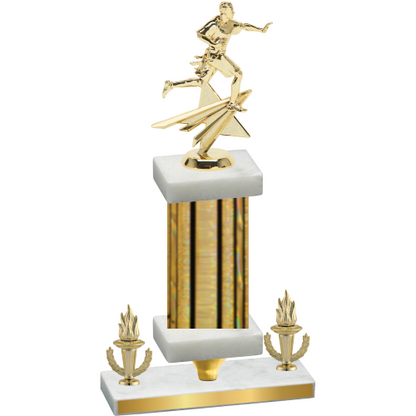 Premium Single Gold Glacier Victory Flag Football Trophy
