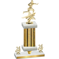 Premium Single Gold Glacier Year Flag Football Trophy