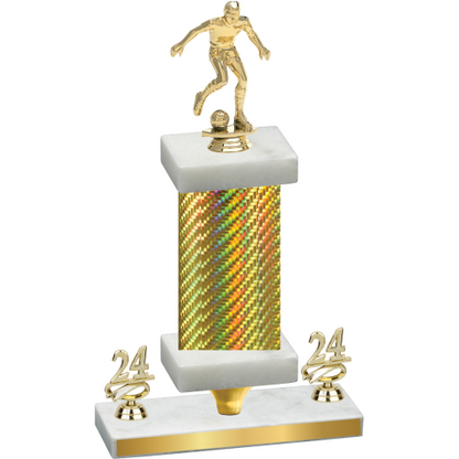 Premium Single Gold Carbon Fiber Year Soccer Trophy