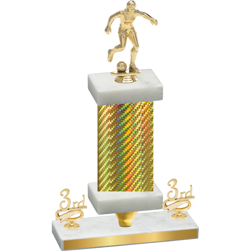 Premium Single Gold Carbon Fiber Third Place Soccer Trophy