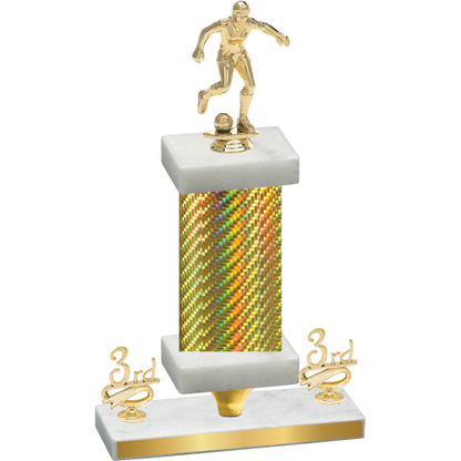 Premium Single Gold Carbon Fiber Third Place Soccer Trophy