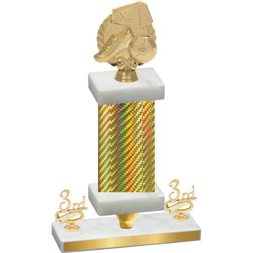 Premium Single Gold Carbon Fiber Third Place Soccer Trophy