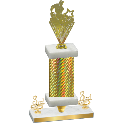 Premium Single Gold Carbon Fiber Third Place Rugby Trophy
