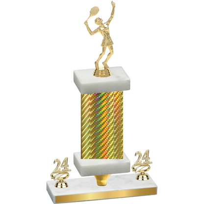 Premium Single Gold Carbon Fiber Year Tennis Trophy
