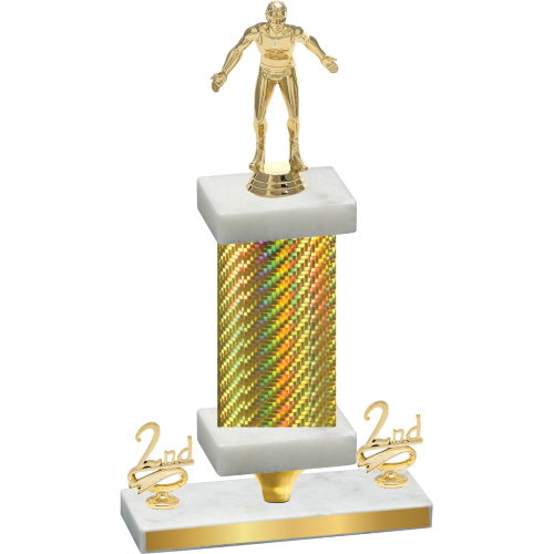Premium Single Gold Carbon Fiber Second Place Wrestling Trophy