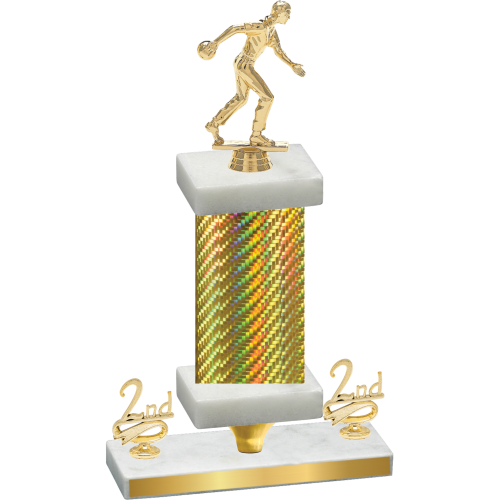 Premium Single Gold Carbon Fiber Second Place Bowling Trophy