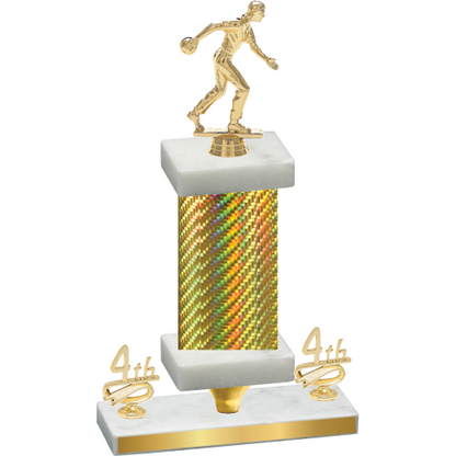 Premium Single Gold Carbon Fiber Fourth Place Bowling Trophy