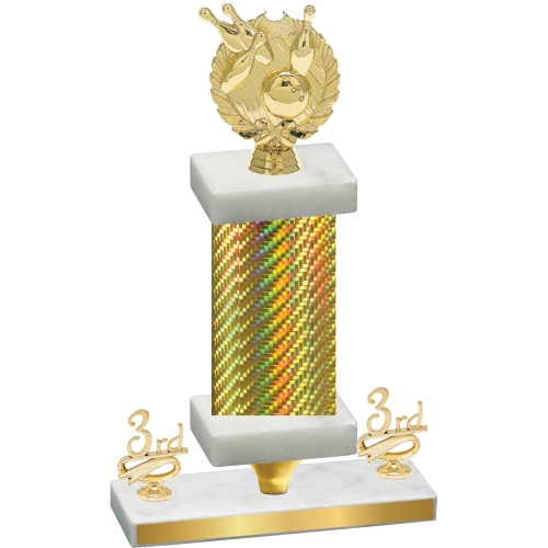 Premium Single Gold Carbon Fiber Third Place Bowling Trophy