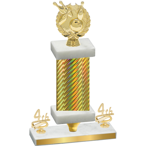 Premium Single Gold Carbon Fiber Fourth Place Bowling Trophy