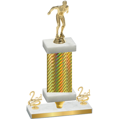 Premium Single Gold Carbon Fiber Second Place Swimming Trophy