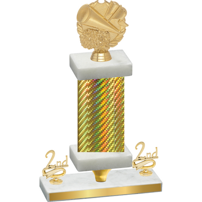 Premium Single Gold Carbon Fiber Second Place Cheerleading Trophy