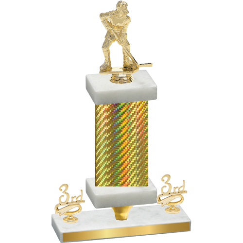 Premium Single Gold Carbon Fiber Third Place Hockey Trophy