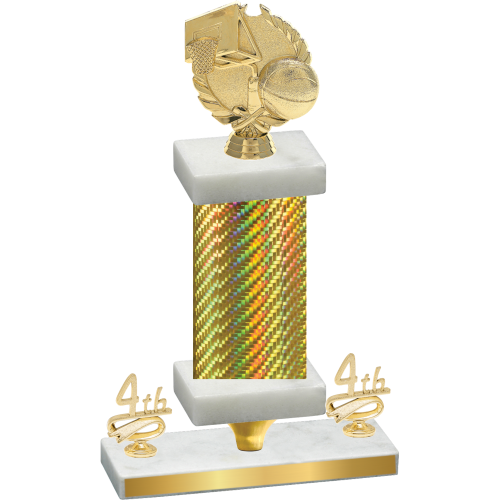 Premium Single Gold Carbon Fiber Fourth Place Basketball Trophy