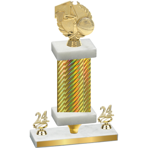 Premium Single Gold Carbon Fiber Year Basketball Trophy