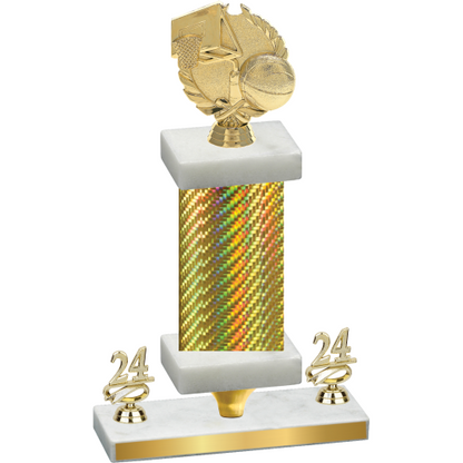 Premium Single Gold Carbon Fiber Year Basketball Trophy
