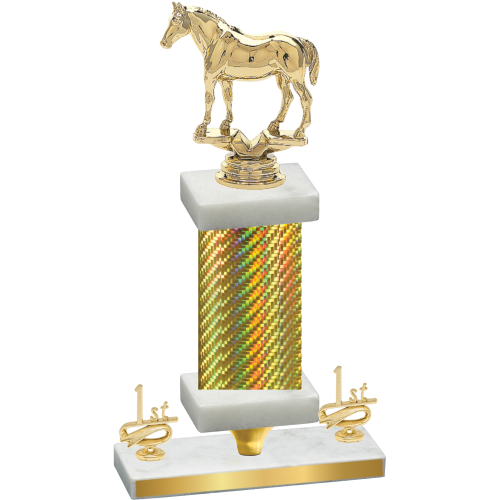 Premium Single Gold Carbon Fiber First Place Horses Trophy