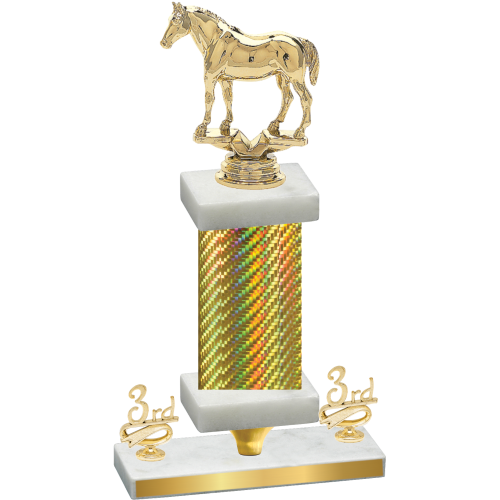 Premium Single Gold Carbon Fiber Third Place Horses Trophy