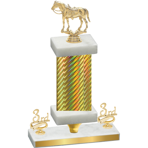 Premium Single Gold Carbon Fiber Third Place Horses Trophy