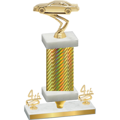 Premium Single Gold Carbon Fiber Fourth Place Cars Trophy