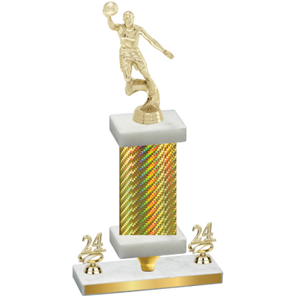 Premium Single Gold Carbon Fiber Year Basketball Trophy