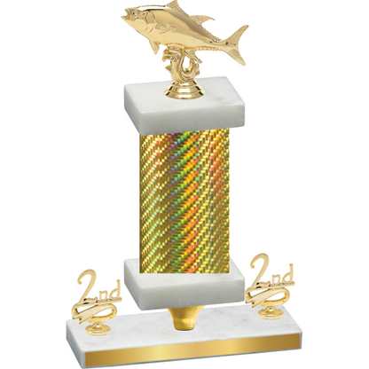 Premium Single Gold Carbon Fiber Second Place Fishing Trophy