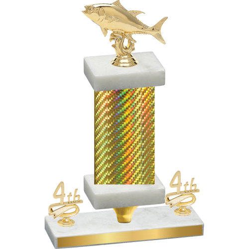 Premium Single Gold Carbon Fiber Fourth Place Fishing Trophy