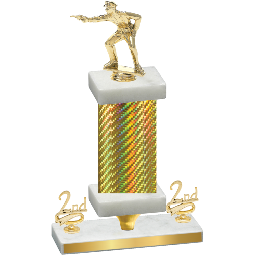 Premium Single Gold Carbon Fiber Second Place Shooter Trophy
