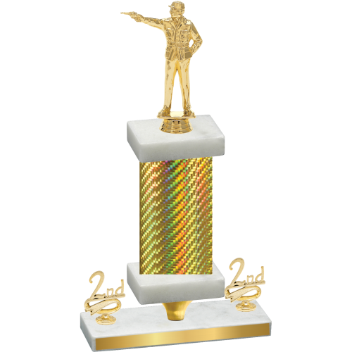 Premium Single Gold Carbon Fiber Second Place Shooter Trophy