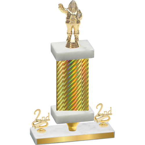 Premium Single Gold Carbon Fiber Second Place Holiday Trophy