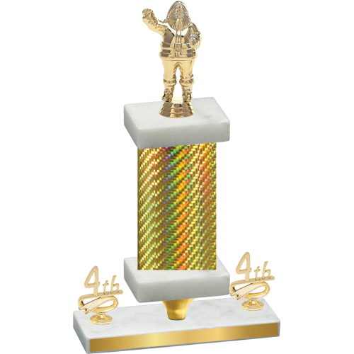Premium Single Gold Carbon Fiber Fourth Place Holiday Trophy