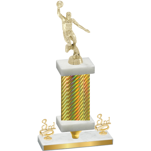 Premium Single Gold Carbon Fiber Third Place Basketball Trophy