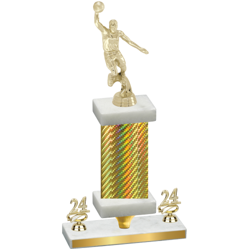 Premium Single Gold Carbon Fiber Year Basketball Trophy