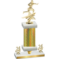 Premium Single Gold Carbon Fiber Year Flag Football Trophy