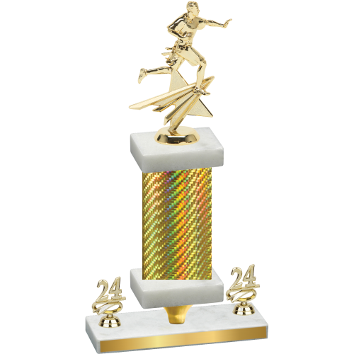 Premium Single Gold Carbon Fiber Year Flag Football Trophy