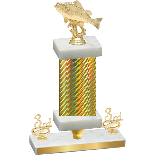 Premium Single Gold Carbon Fiber Third Place Fishing Trophy
