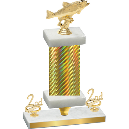 Premium Single Gold Carbon Fiber Second Place Fishing Trophy